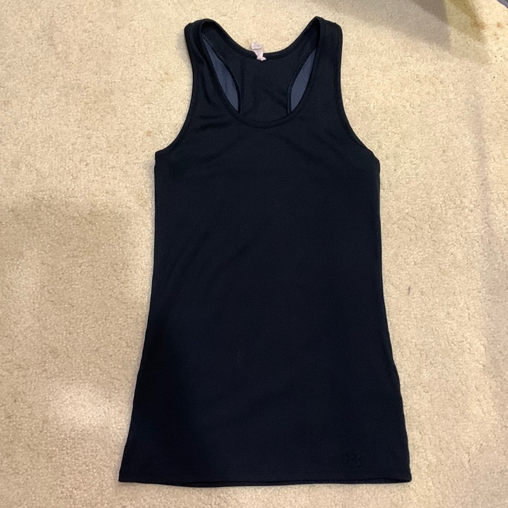 Under Armour Tank Top - Black Size Small - Racer Back with Gray Accent Vents